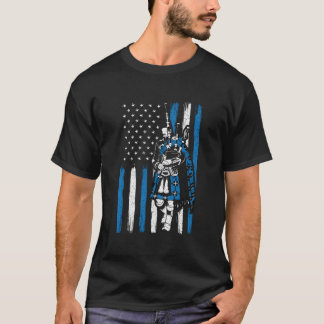 Piper On Us Flag Bagpiper Bagpipe Bagpipes Player T Shirt