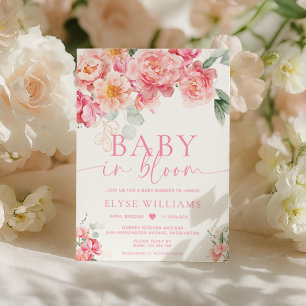 Piper Peony Blommig Baby I Knopp Babyfirande Inbjudningar