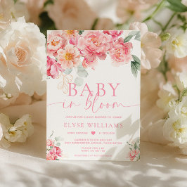 Piper Peony Blommigt Baby in Bloom Baby Shower Inbjudningar