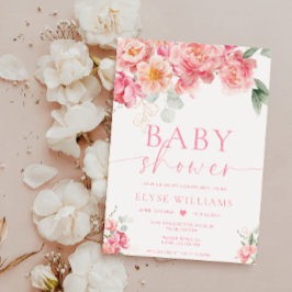 Piper Peony Blommigt Baby Shower Inbjudningar