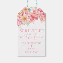 Piper Peony Blommigt Baby Shower Sprinkled with Kä Presentetikett