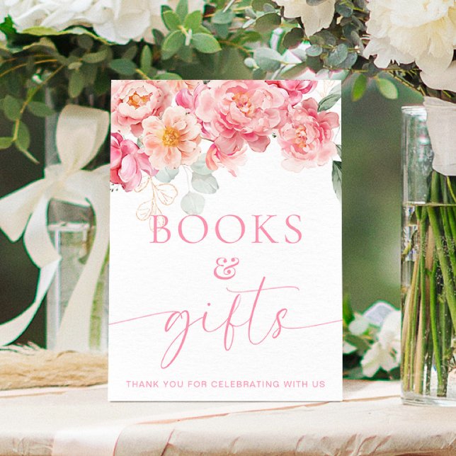 Piper Peony Blommigt Bokar och Gifts Sign Poster (Book and Gifts Sign Piper Peony )