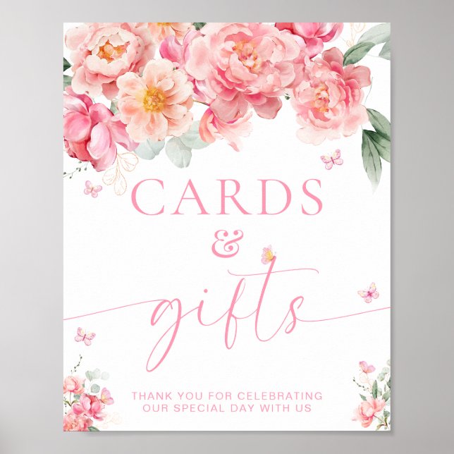 Piper Peony Blommigt Butterfly Cards and Gifts Sig Poster (Framsidan)