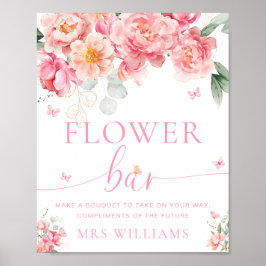 Piper Peony Blommigt Butterfly Flower Pub Sign Poster