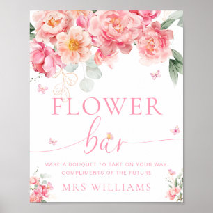 Piper Peony Blommigt Butterfly Flower Pub Sign Poster