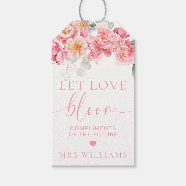 Piper Peony Blommigt Låt Kärlek Bloom vara för Presentetikett (Framsidan)