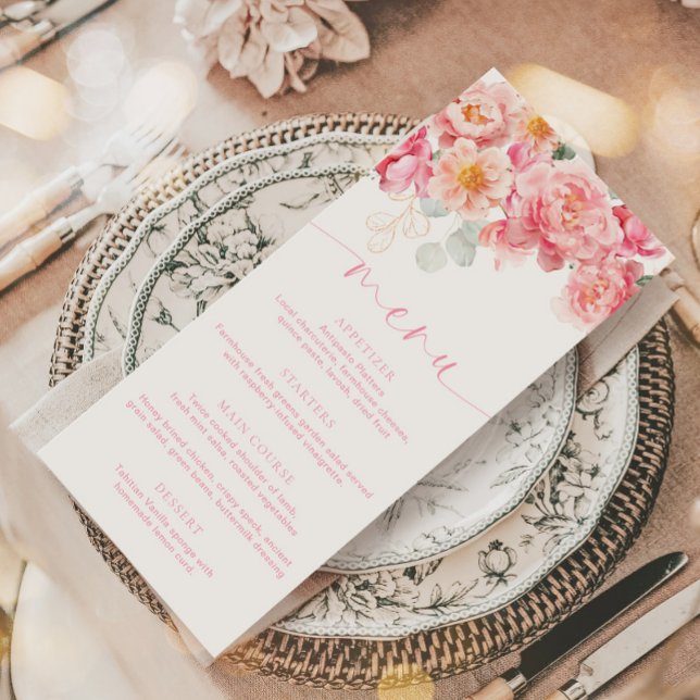 Piper Peony Blommigt Menu & Tack Meny (Menu Piper Peony )