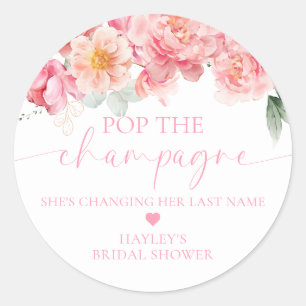 Piper Peony Blommigt Pop the Champagne Möhippa Runt Klistermärke