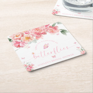 Piper Peony-livstid för Butterflies-Möhippan Underlägg Papper Kvadrat