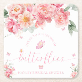 Piper Peony-livstid för Butterflies-Möhippan Underlägg Papper Kvadrat