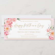 Piper Peony Lycklig Mors dag Gift Voucher Card