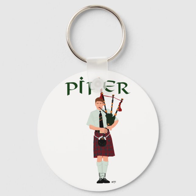 PIPER Röd Rutig Nyckelring (Framsida)