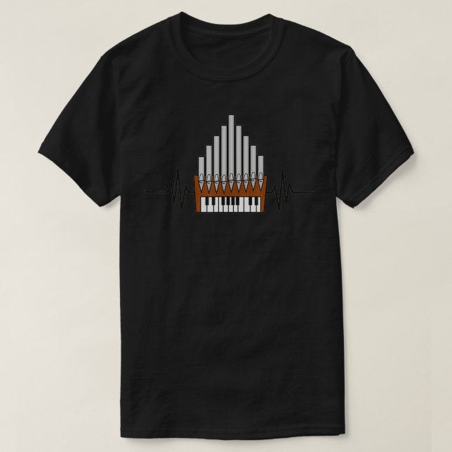 Pipes Church Organist Instrument Heartbeat Pulse P T Shirt (Design framsida)