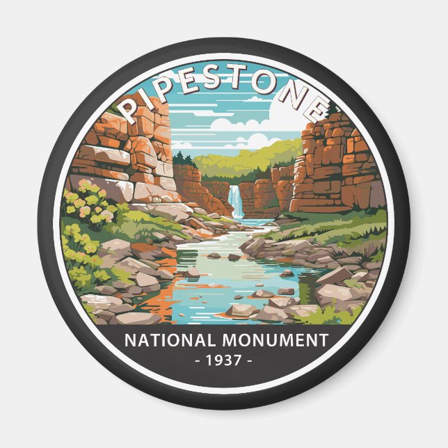 Pipestone National Monument Minnesota Circle Magnet (Framsidan)