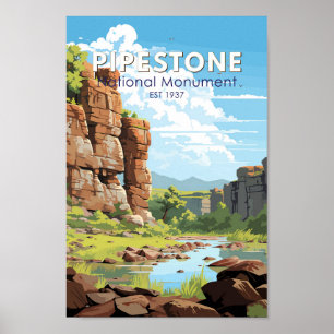 Pipestone National Monument Minnesota Travel Art Poster
