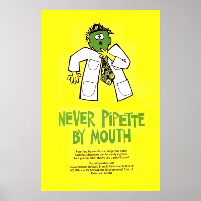 Pipettera aldrig med munnen poster (Framsidan)