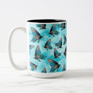 Pipevine Swallowtail Butterfly Aqua Clouds Två-Tonad Mugg