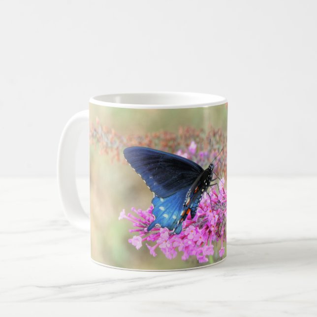 Pipevine Swallowtail på Butterfly Bush Kaffemugg (Framsida vänster)