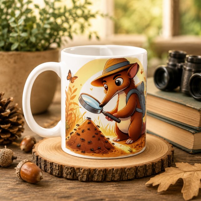 Pipig jordsvin-mugg för djurälskare kaffemugg (Whimsical Aardvark Mug for Animal Lovers)