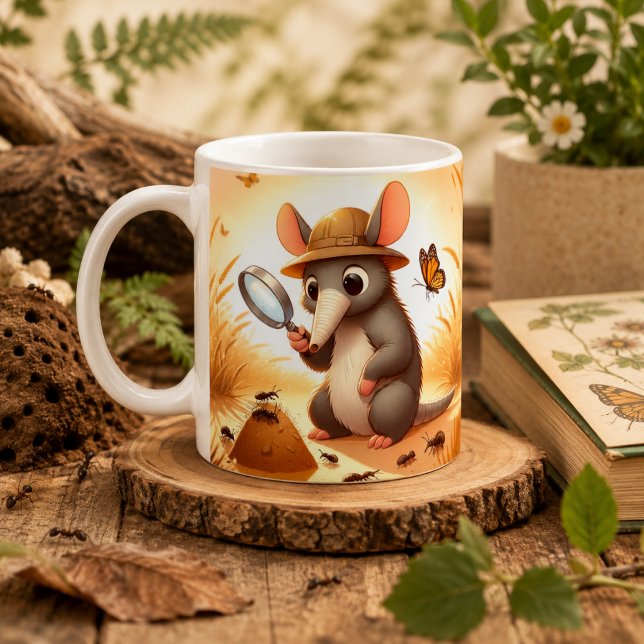 Pipig jordsvin-mugg för djurälskare kaffemugg (Whimsical Aardvark Mug for Animal Lovers)