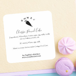 Piping Bag Bakery Ingredient Label Minimalist Fyrkantigt Klistermärke