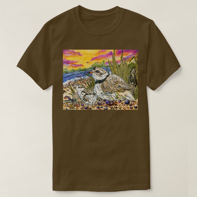Piping Plovers and Chicks Long T Shirt (Design framsida)