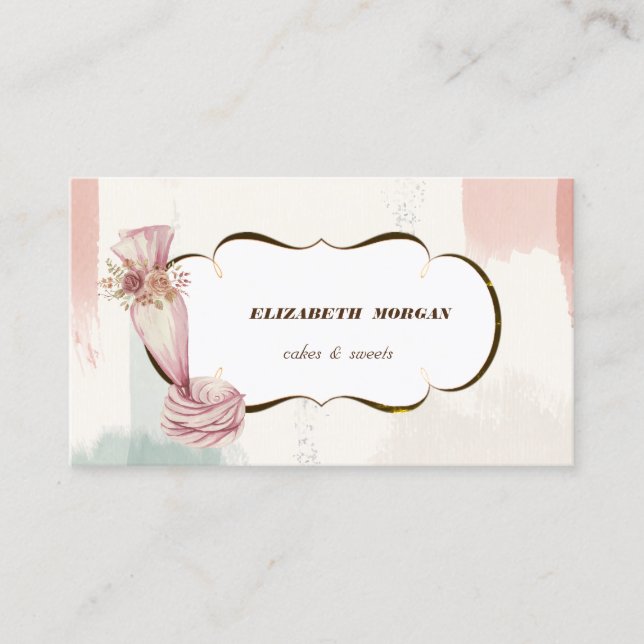 Pipingbag för bakverk Verktyg,Penseldrag för vatte Visitkort (Framsida)