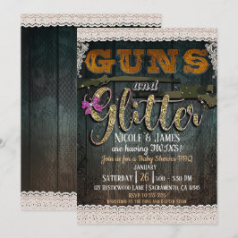 PIPOR OCH GLITTER Trähackning Rustik Bebis-fest Inbjudningar
