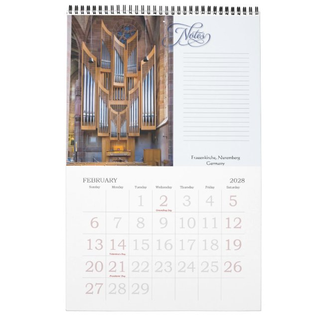 Piporgan i deras ställe-kalender kalender (Feb 2028)