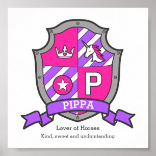 Pippa namn betyder enmajprinsessan brev P Poster
