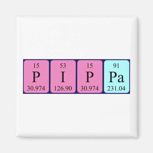 Pippa periodiskt bord namn magnet (Framsidan)