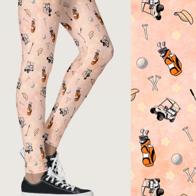 Pippi orange flickig golf-tema mönstrad leggings (Skapare uppladdad)