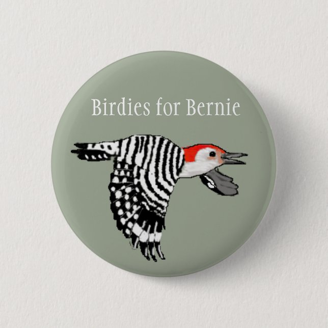Pippier för Bernie! - Röd-Buktad hackspett Knapp (Framsida)