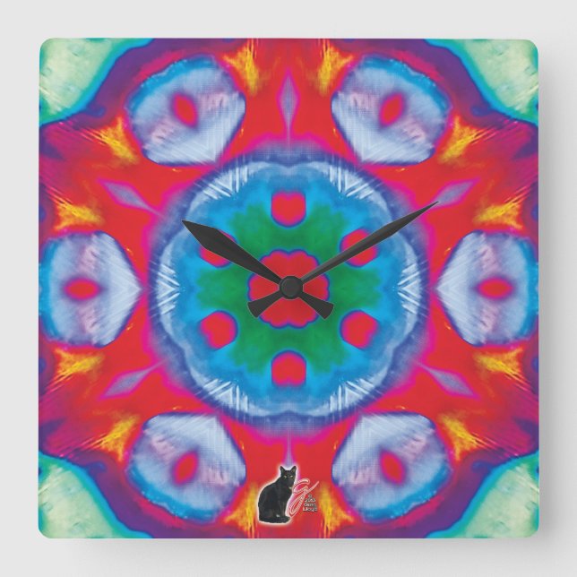 Pippin Kaleidoscope Fyrkantig Klocka (Framsida)