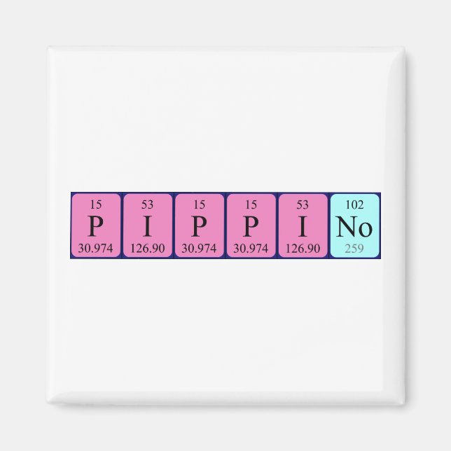 Pippino periodiskt bord namn magnet (Framsidan)