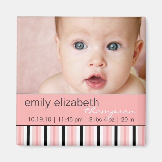 Pippy Rosa Rand Baby Photo Magnet (Framsidan)