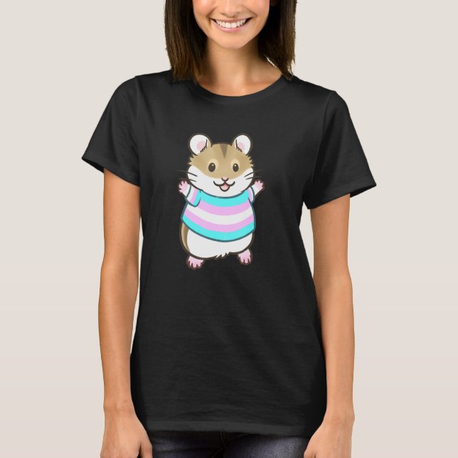 Pipsqueakery Trans Pride Flagga Hamster T Shirt (Framsida)