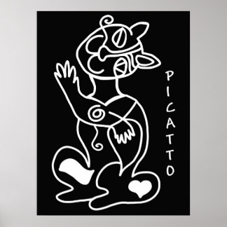 Piptovit på svart poster