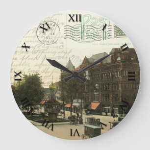Piqua Ohio Post Card Clock - Marknadstorget 1912 Stor Klocka