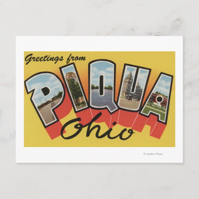 Piqua, OhioLarge Brev ScenesPiqua, OH Vykort (Framsida)