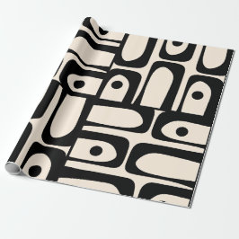 Piquet Black and Cream i modern Abstrakt i mitten Presentpapper
