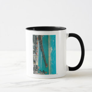Pir och stranden och Longet Beach Mugg