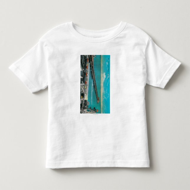 Pir och stranden och Longet Beach Tee (Framsida)