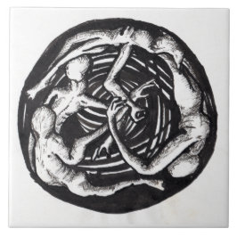 Piraling Descent bläck teckning Tile Kakelplatta