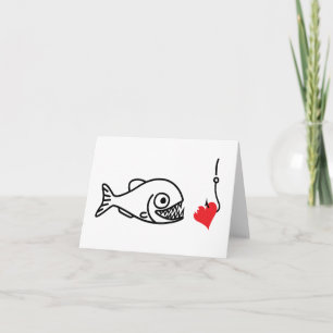Piranha bitas hjärta på krok anti valentines day helgkort
