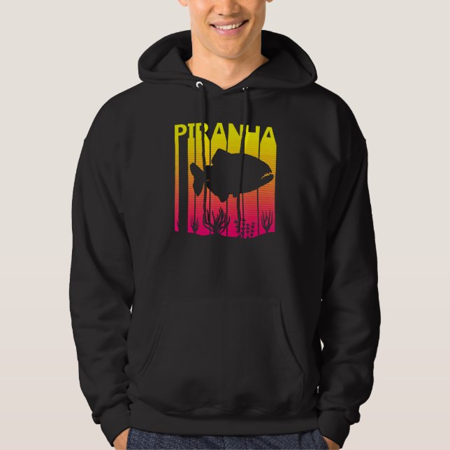 Piranha Fish Retro Hoodie (Framsida)