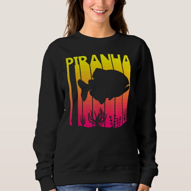 Piranha Fish Retro T Shirt (Framsida)