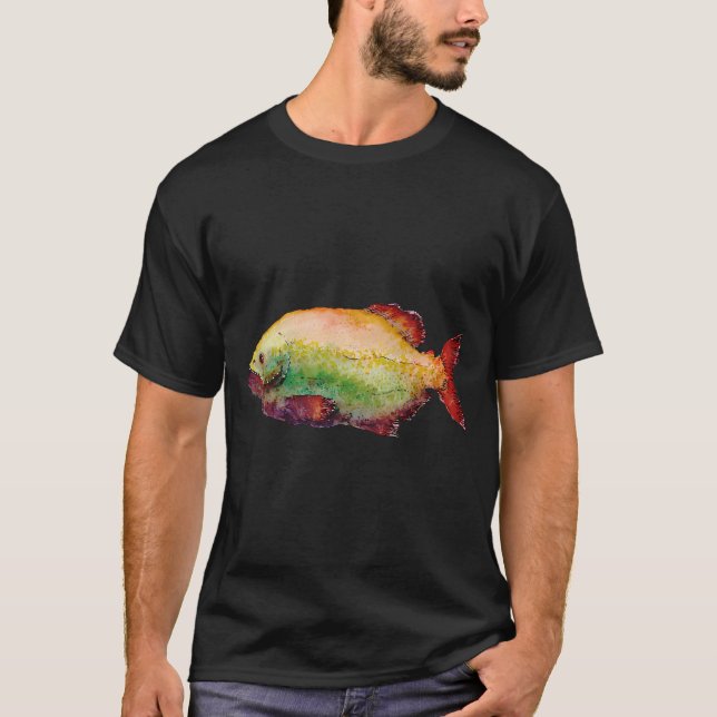 Piranha Fisk Illustration T Shirt (Framsida)