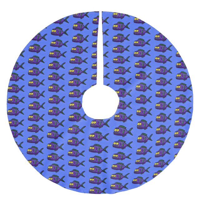 Piranha fisk tecknad serie julgransmatta borstad polyester (Framsidan)