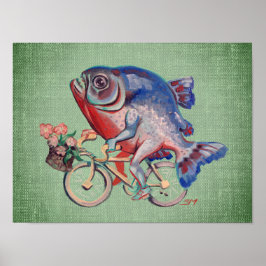 Piranha Riding A Bicycle Poster